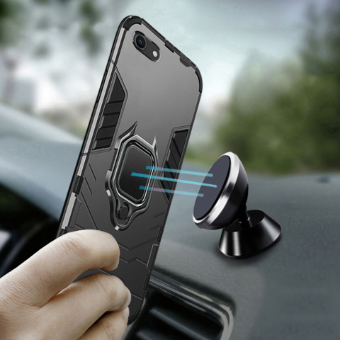 Husă protecție iPhone 7 / 8 / SE antisoc cu inel rotativ 360°, suport magnetic, negru – Techsuit SS [6]