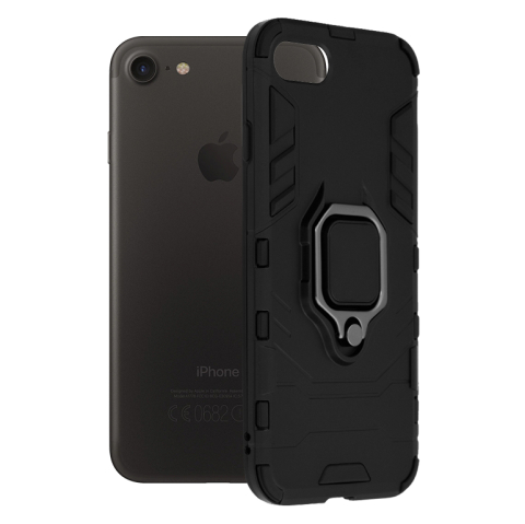 Huse iPhone - Husă protecție iPhone 7 / 8 / SE antisoc cu inel rotativ 360°, suport magnetic, negru – Techsuit SS