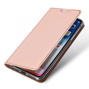Husa iPhone Xs Max 2018 Toc Flip Tip Carte Portofel Roz Piele Eco Premium DuxDucis [3]
