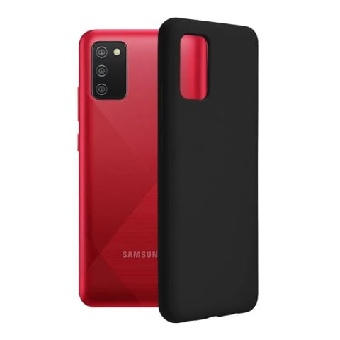 Huse Samsung Galaxy A02S 2021 - Husa Samsung Galaxy A02S Silicon Negru Slim Mat cu Microfibra SoftEdge