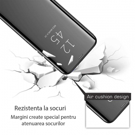 Husa Samsung Galaxy A20E Flip Oglinda Negru Tip Carte Clear View [2]