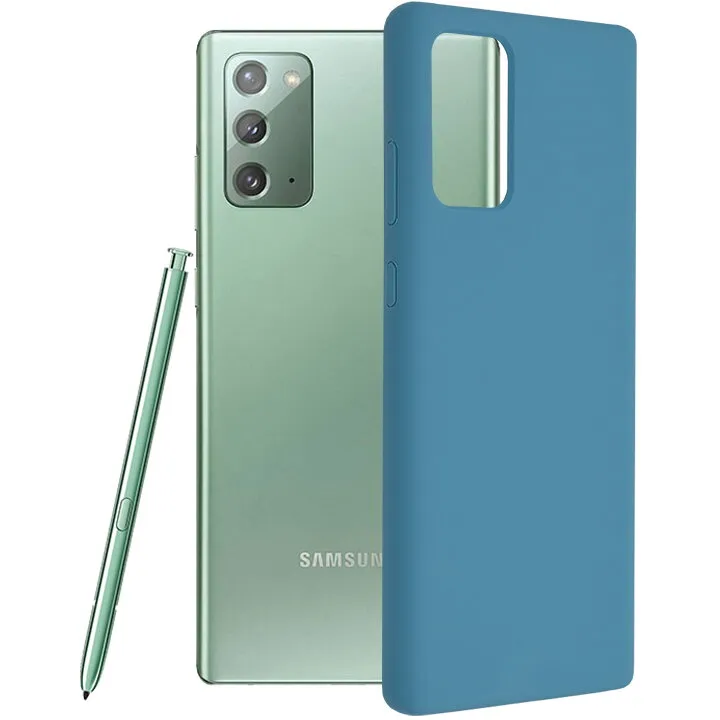 Huse Samsung Galaxy Note 20 - Husa Samsung Galaxy Note 20 Silicon Albastru Slim Mat cu Microfibra SoftEdge