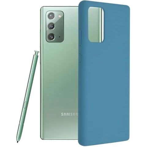 Huse Samsung Galaxy Note 20 - Husa Samsung Galaxy Note 20 Silicon Albastru Slim Mat cu Microfibra SoftEdge