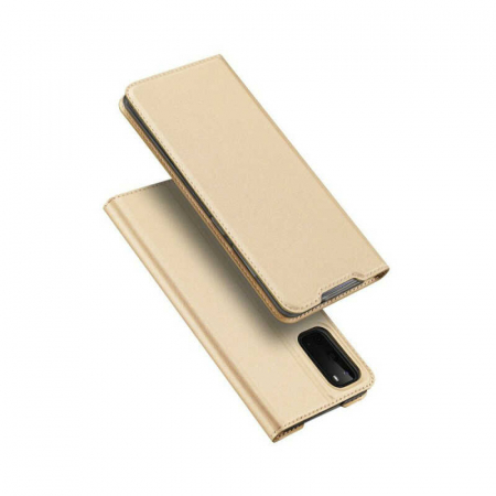 Husa Samsung Galaxy S20 2020 Toc Flip Tip Carte Portofel Auriu Gold Piele Eco DuxDucis [4]