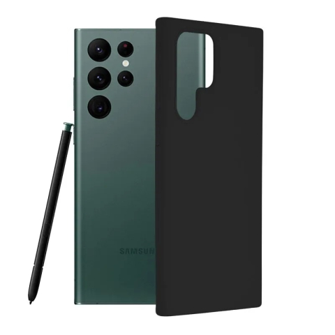 Huse Telefoane - Husa Samsung Galaxy S22 Ultra Silicon Negru cu Microfibra SoftEdge