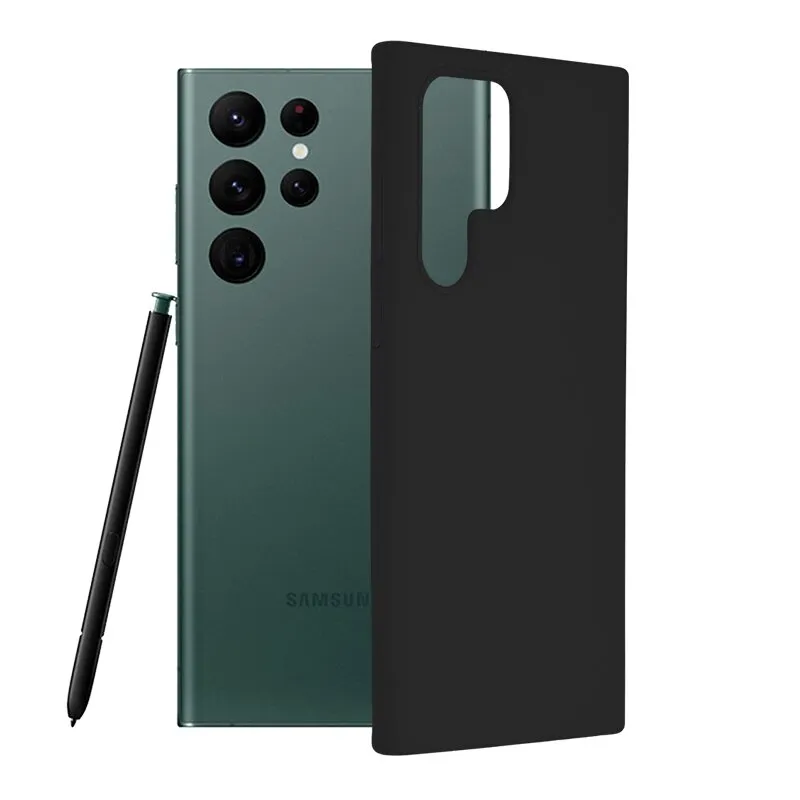 Huse Samsung Galaxy S22 Ultra 5G 2022 - Husa Samsung Galaxy S22 Ultra Silicon Negru cu Microfibra SoftEdge