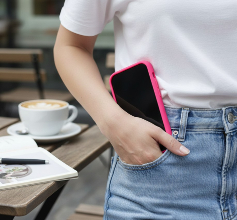 Husa spate iPhone 12 Silicon Fucsia cu Microfibra SoftFlex [6]