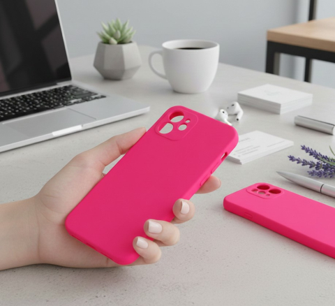 Husa spate iPhone 12 Silicon Fucsia cu Microfibra SoftFlex [7]