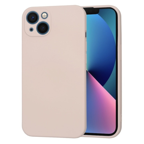 Huse iPhone - Husa spate iPhone 13 Silicon Roz Pudra cu Microfibra SoftFlex