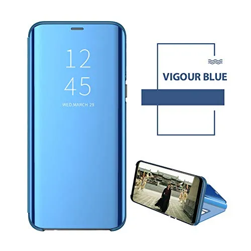 Huse Telefoane - Husa Tip Carte Huawei Y6P Albastru Blue Clear View Oglinda