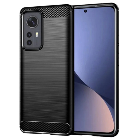 Huse Xiaomi 12 - Husa Xiaomi 12 Carbon Negru Techsuit