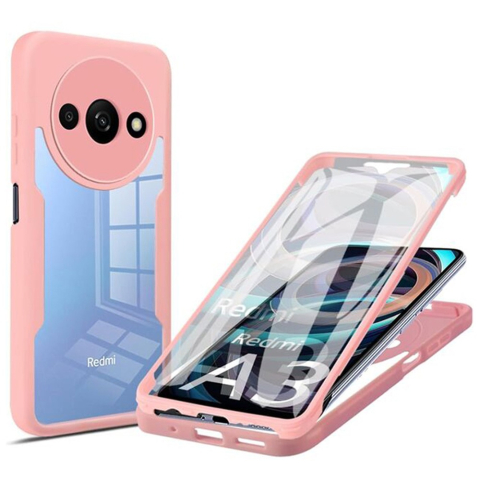 Huse Xiaomi - Husa Xiaomi Redmi A3 360 grade silicon TPU transparenta Roz
