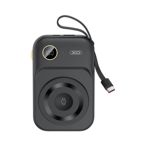 Baterii externe / Powerbank - PowerBank 10000 mAh USB-C, Wireless & Cablu Incorporat, Negru – XO PR270