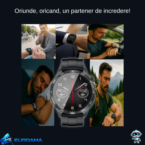 Smartwatch negru cu ecran AMOLED 1,43” și monitorizare sănătate XO Watch4 [2]