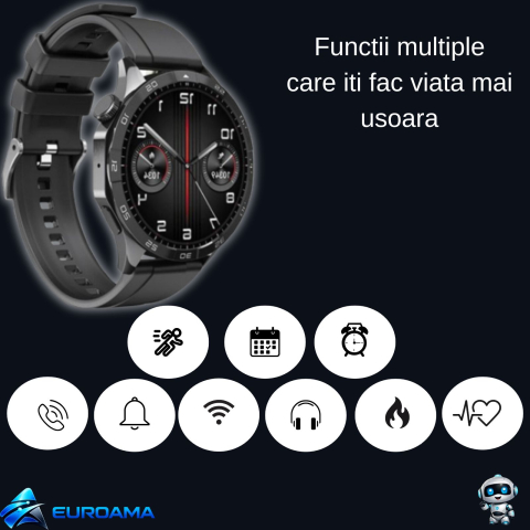 Smartwatch negru cu ecran AMOLED 1,43” și monitorizare sănătate XO Watch4 [1]