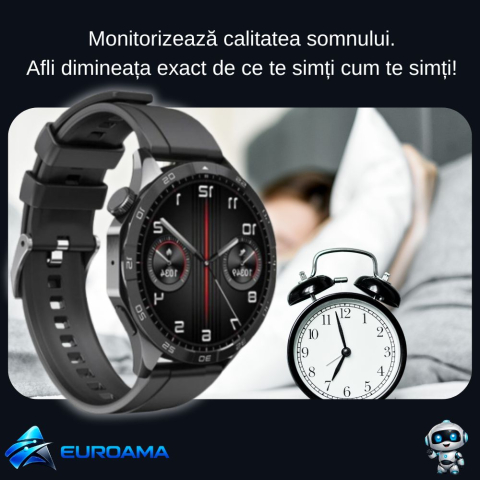 Smartwatch negru cu ecran AMOLED 1,43” și monitorizare sănătate XO Watch4 [3]