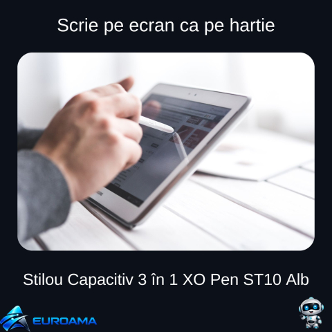 Stilou Capacitiv 3 în 1 XO Pen ST10 Alb - Pentru Ecrane Tactile [1]
