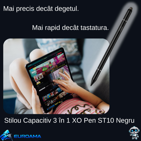 Stylus Capacitiv 3 în 1 pentru Telefon sau Tableta Negru XO Pen ST10 [3]