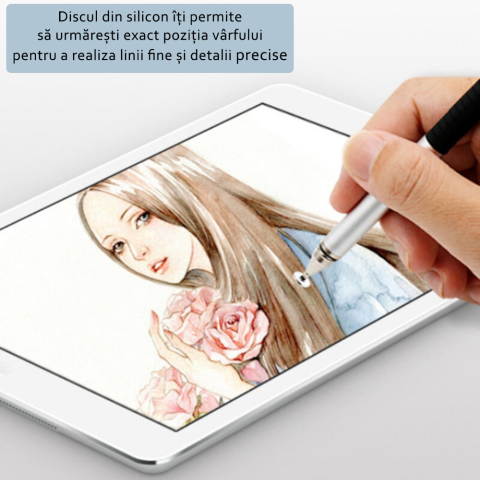 Stylus Pen 2in1 Universal Negru – Android, iOS, Design Ergonomic – Techsuit JC02 [3]