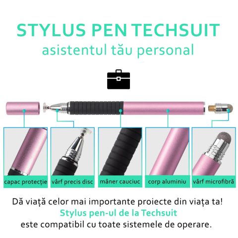 Stylus Pen 2in1 Universal Negru – Android, iOS, Design Ergonomic – Techsuit JC02 [7]