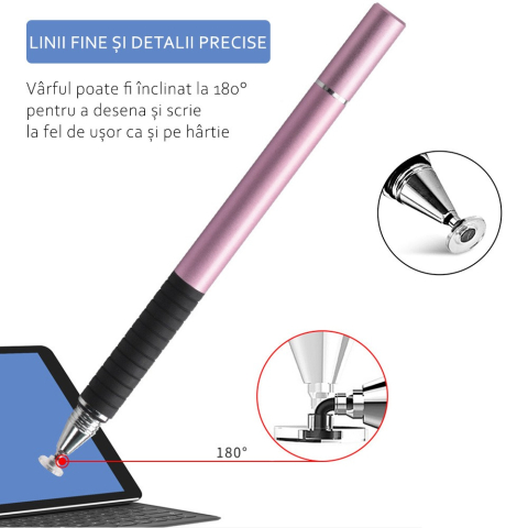 Stylus Pen 2in1 Universal Negru – Android, iOS, Design Ergonomic – Techsuit JC02 [12]