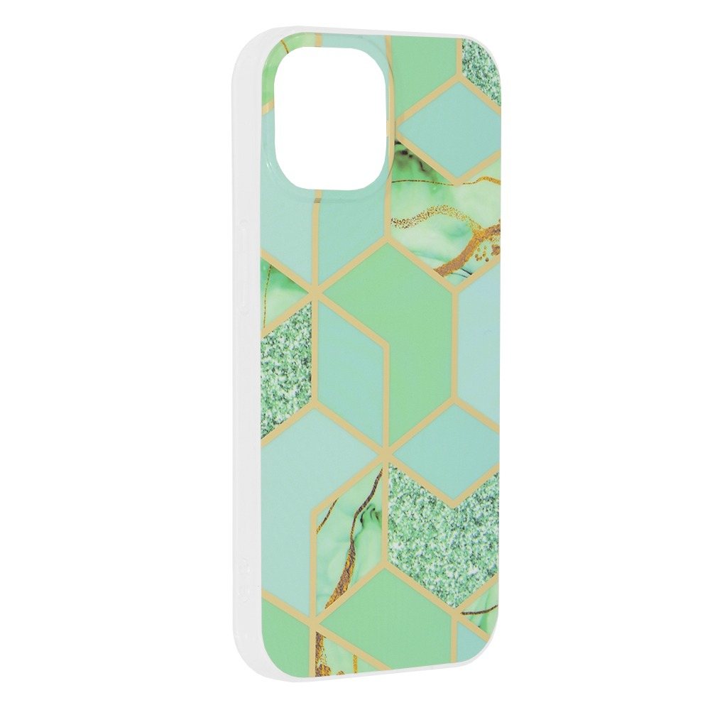Husă protecție iPhone 12 12 Pro, Multicolor, Imprimeu Marmură Verde, Carcasă Slim Rezistentă, Compatibilă Wireless - Techsuit Marble