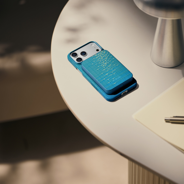 Baterie Externa Magnetica PITAKA, Magsafe, Design Ultra Subtire, 15W Wireless, 10000mAh, Lucid Blue [7]