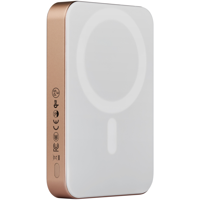 Baterie Externa Magnetica PITAKA, Magsafe, Design Ultra Subtire, 15W Wireless, 10000mAh, Golden Glint [3]