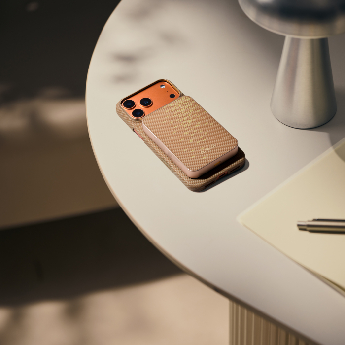 Baterie Externa Magnetica PITAKA, Magsafe, Design Ultra Subtire, 15W Wireless, 10000mAh, Golden Glint [7]