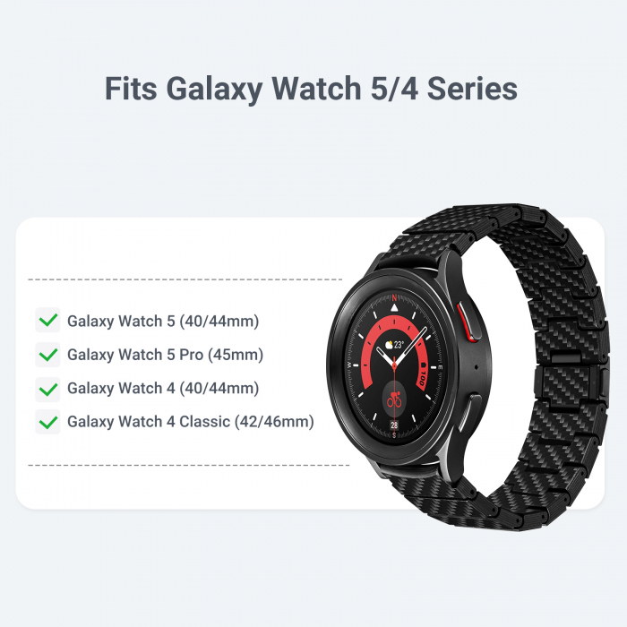 Curea din Fibra de Carbon pentru Samsung Galaxy Watch5, Watch5 Pro, Watch6, Watch6 Classic, Watch7 40/42/44/45/46/47mm [2]