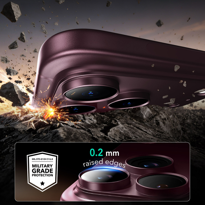 Folie de camera iPhone 18 Pro Max Armorite® Pro Camera Lens Protector (Completa), Burgundy [5]