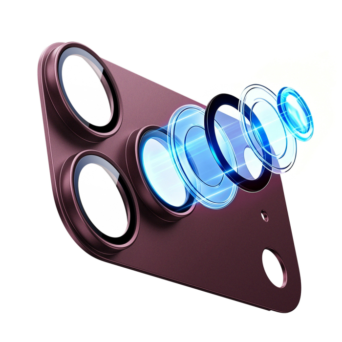 Folie de camera iPhone 18 Pro Max Armorite® Pro Camera Lens Protector (Completa), Burgundy [2]