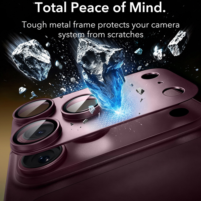 Folie de camera iPhone 18 Pro Max Armorite® Pro Camera Lens Protector (Completa), Burgundy [4]