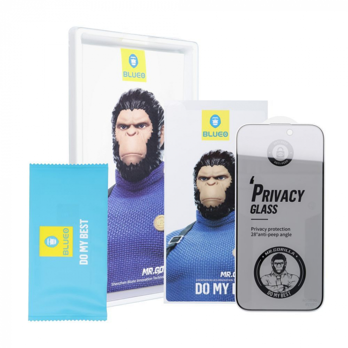 Folie de sticla Blueo Privacy pentru iPhone 16 Pro Max, Protectie oleofobica, Slim, Full Glue [2]