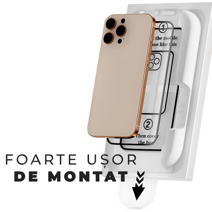 Folie Sticla pentru iPhone 17 cu aplicator Daden MagicBox, Full Cover, Protectie Profesionala, Ultra Rezistenta, Calitate Premium, Margini negre - Copie [4]