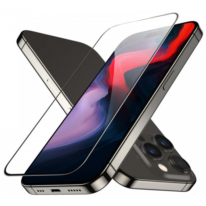 Folie de sticla Olliestep pentru iPhone 15 Pro din sticla securizata, Protectie oleofobica, Full Glue [14]