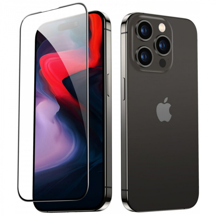 Folie de sticla Olliestep pentru iPhone 15 Pro Max din sticla securizata, Protectie oleofobica, Full Glue [13]