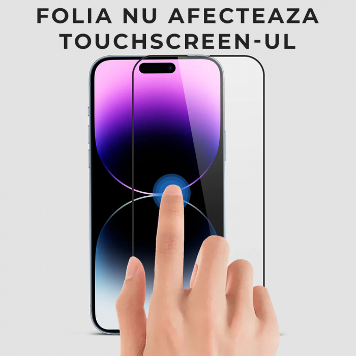 Folie de sticla Olliestep pentru iPhone 15 din sticla securizata, Protectie oleofobica, Full Glue [9]