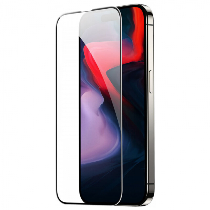 Folie de sticla Olliestep pentru iPhone 15 din sticla securizata, Protectie oleofobica, Full Glue [3]