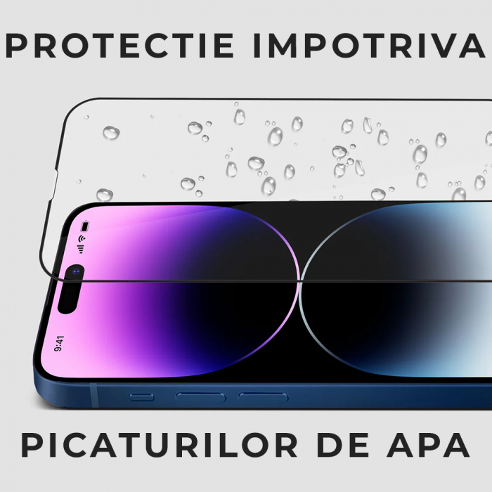 Folie de sticla Olliestep pentru iPhone 15 din sticla securizata, Protectie oleofobica, Full Glue [11]