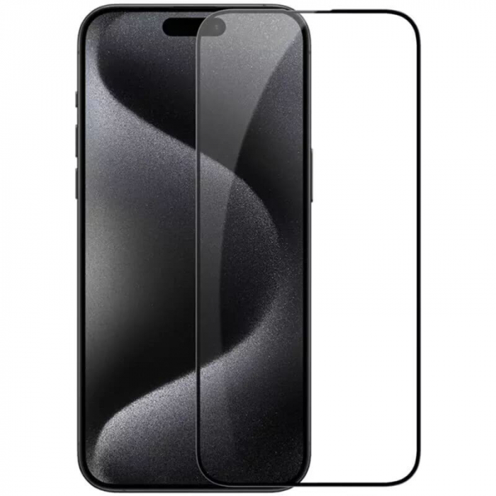 Folie de sticla Olliestep pentru iPhone 15 din sticla securizata, Protectie oleofobica, Full Glue [5]