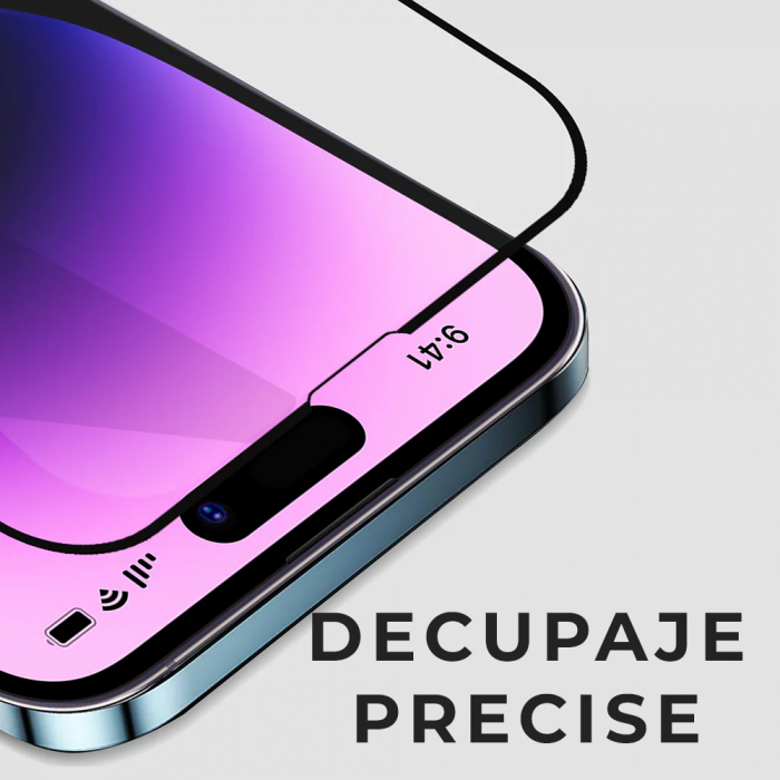 Folie de sticla Olliestep pentru iPhone 15 din sticla securizata, Protectie oleofobica, Full Glue [10]