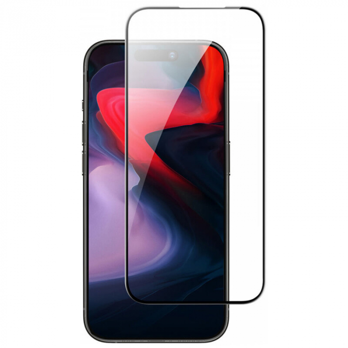 Folie de sticla Olliestep pentru iPhone 15 din sticla securizata, Protectie oleofobica, Full Glue [2]