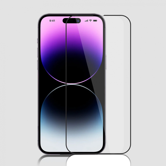 Folie de sticla Olliestep pentru iPhone 15 din sticla securizata, Protectie oleofobica, Full Glue [8]