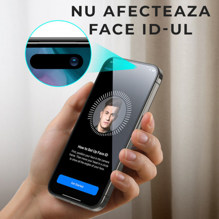 Folie de sticla Olliestep pentru iPhone 15 din sticla securizata, Protectie oleofobica, Full Glue [4]