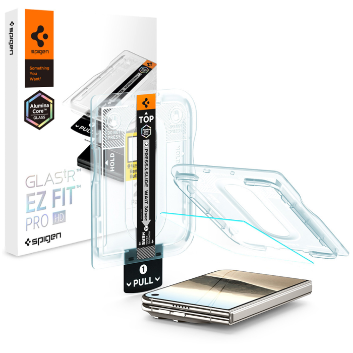Folie sticla iPhone Duo, Spigen GLAS.tR EZ Fit Pro, Aplicator Inclus, Duritate 10H+, Anti Amprente, Transparenta [3]