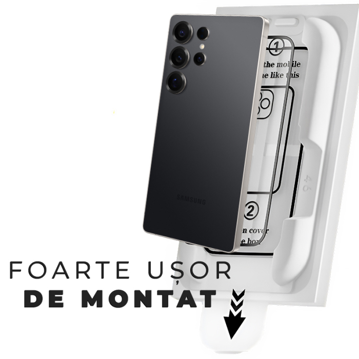 Folie Sticla pentru Samsung S25 Ultra cu aplicator Daden MagicBox, Full Cover, Protectie Profesionala, Ultra Rezistenta, Calitate Premium, Margini negre [4]