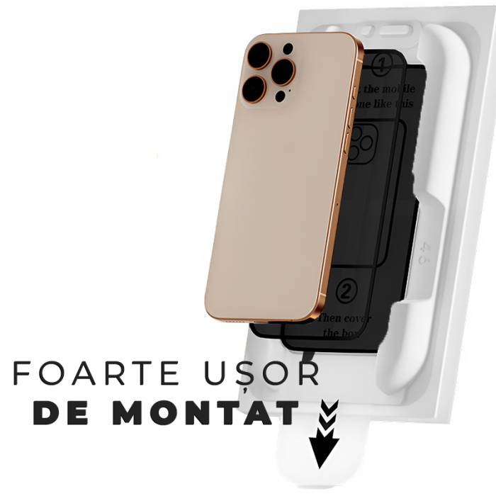 Folie Sticla Privacy pentru iPhone 17 cu aplicator Daden MagicBox, Full Cover, Protectie Profesionala, Ultra Rezistenta, Calitate Premium, Margini negre [5]