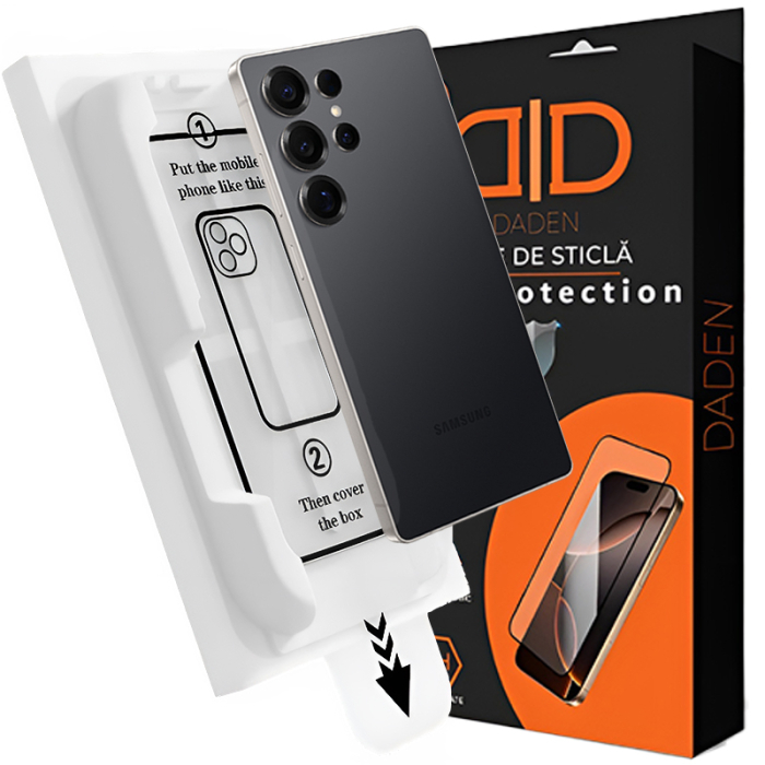 Folie Sticla pentru Samsung S25 Ultra cu aplicator Daden MagicBox, Full Cover, Protectie Profesionala, Ultra Rezistenta, Calitate Premium, Margini negre [1]