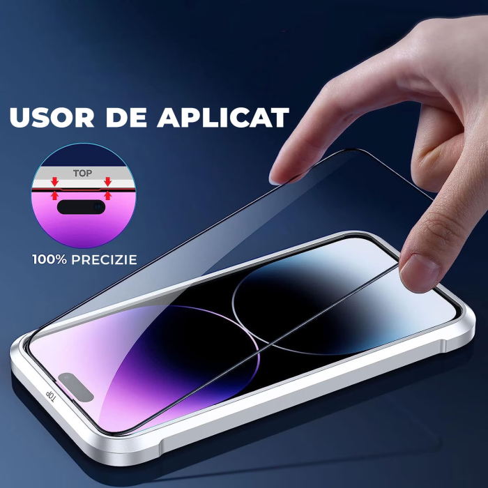 Folie Sticla pentru iPhone 16 Pro Daden MaxProtection, Full Cover, Protectie Profesionala, Ultra Rezistenta, Calitate Premium, Margini negre [6]